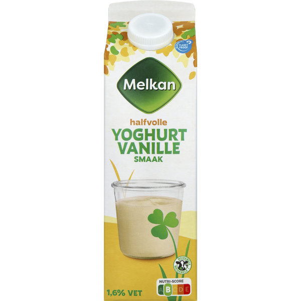 MELKAN halfvolle vanille yoghurt 1 LT