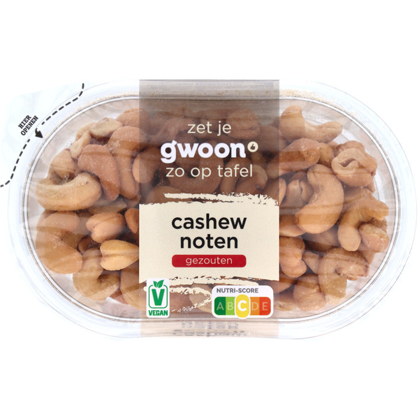 G'WOON cashewnoten gezouten 170 GR