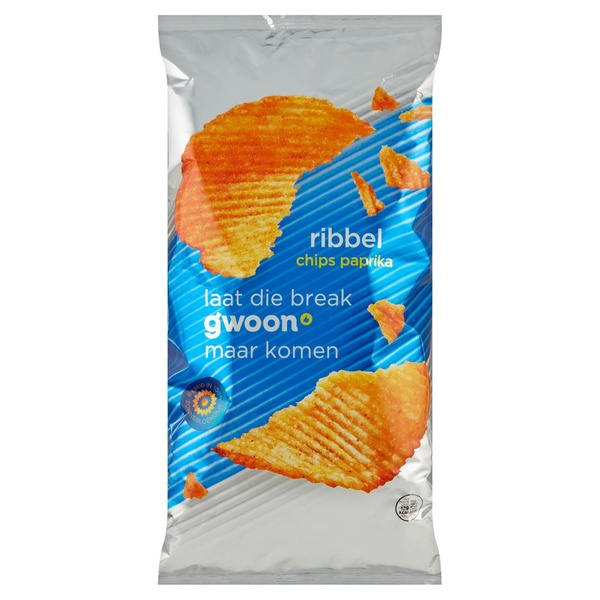 G'WOON ribbelchips paprika 250 GR