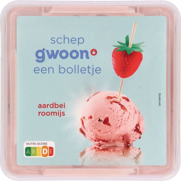 G'WOON aardbei roomijs 500 GR