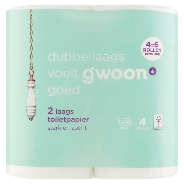 G'WOON toiletpapier   2-laags 4 rol 4 ST
