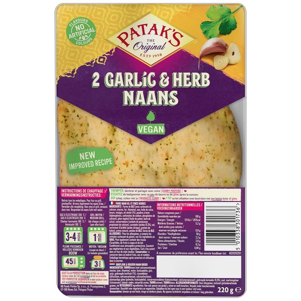 PATAKS naan garlic en coriander 220 GR
