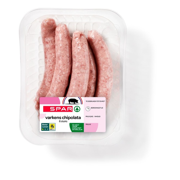 Varkens chipolata 6st 300 GR